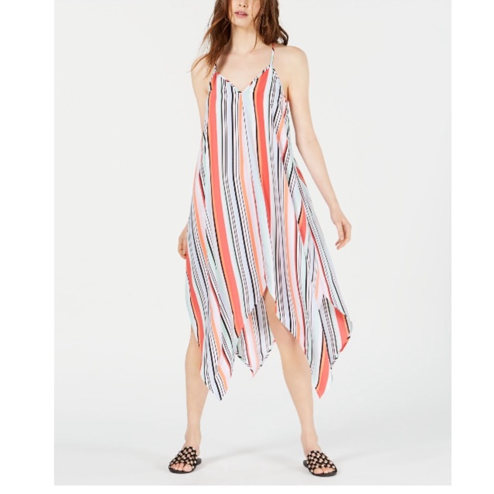 Bar lll Womens Striped Asymmetric Hem Midi Dress
